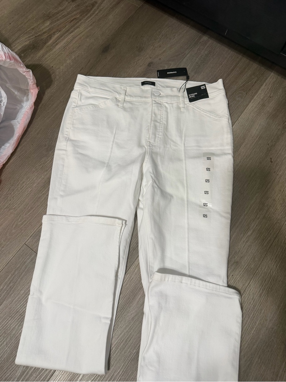 Express White Straight-Leg Jeans